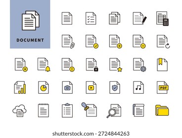 Conjunto de iconos de color de administración de documentos y archivos