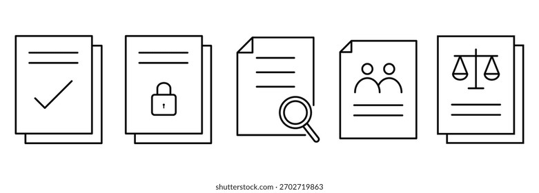  Dokument-, Dateiverwaltungs-Zeilensymbole, Rechts-, Profil-, Checklisten-Dokumentsymbole.