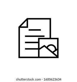 Document file mountains page photo picture icon in outline style on white background, Vector icon