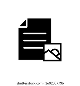Document file mountains page photo picture icon in black flat on white background, Vector icon