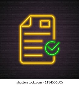 Document File Neon Light Glowing Vector Illustration