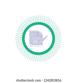 document, file, page, pen, Resume Glyph Icon. Vector isolated illustration