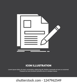 document, file, page, pen, Resume Icon. glyph vector symbol for UI and UX, website or mobile application