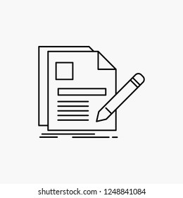 document, file, page, pen, Resume Line Icon. Vector isolated illustration