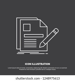 document, file, page, pen, Resume Icon. Line vector symbol for UI and UX, website or mobile application