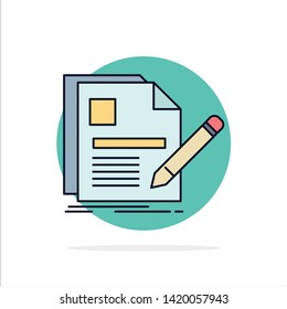 document, file, page, pen, Resume Flat Color Icon Vector