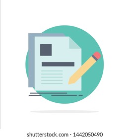 document, file, page, pen, Resume Flat Color Icon Vector