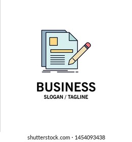 document, file, page, pen, Resume Flat Color Icon Vector