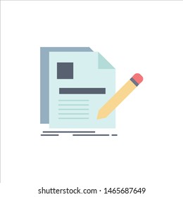 document, file, page, pen, Resume Flat Color Icon Vector. Vector Icon Template background
