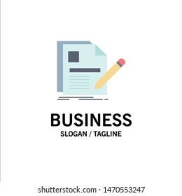 document, file, page, pen, Resume Flat Color Icon Vector. Vector Icon Template background