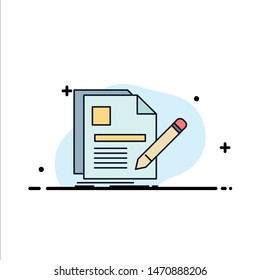 document, file, page, pen, Resume Flat Color Icon Vector. Vector Icon Template background