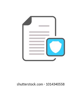 Document file page security shield icon. Vector icon