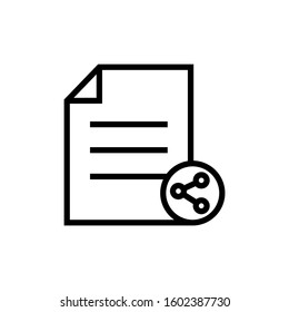 Document file page share sharing social media icon in outline style on white background, Vector icon