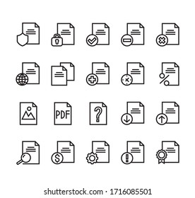Document file paper isolated line icon set. Vector graphic design illustration
