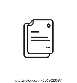 Dokument, Datei, Kontursymbol für Papier. Vektorgrafik. Das isolierte Symbol eignet sich für Web-, Infografiken, Schnittstellen und Apps.