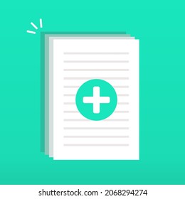 Document file with plus icon. Add file. Create new document. Upload paper. Illustration vector