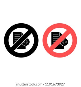 document file with a plus ban, prohibition icon. Simple glyph vector of web set for UI and UX, website or mobile application