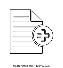 document file with a plus sign icon. Simple outline vector of web, minimalistic set for UI and UX, website or mobile application
