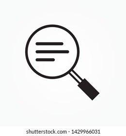 Document file search line icon. linear style sign for mobile concept and web design. Magnifying Glass and paper document outline vector icon. File search icon. Document page with magnifier tool symbol