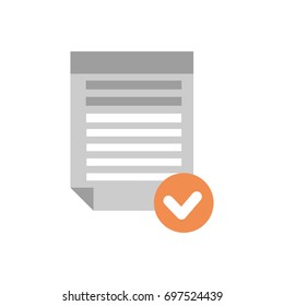 Archivo de documento Lista de verificación de iconos seleccionada Papel de la iluminación de vectores planos