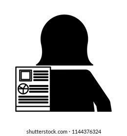 document file with silhouette of woman