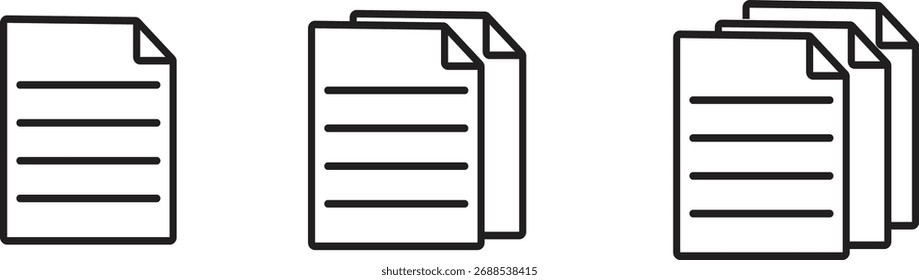 Document and File Stack Icons Vector Set for Copying Data and Paperwork

