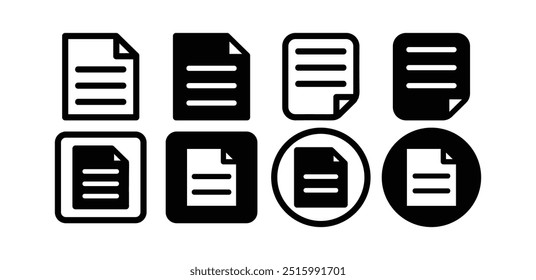 arquivo de documento símbolo ícone de sinal vetor design preto branco cor simples plano ilustração conjunto de coleção