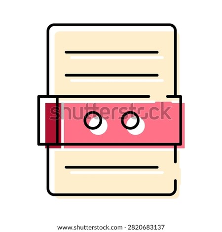 Document file with text lines and secure strap or padlock icon, representing classified, confidential or private reports, contracts and restricted access information for business or government use