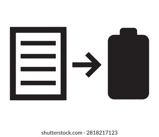 Document to file transfer arrow icon with document transfer management processing business computing minimalist information direction organizing workflow software documentary database
