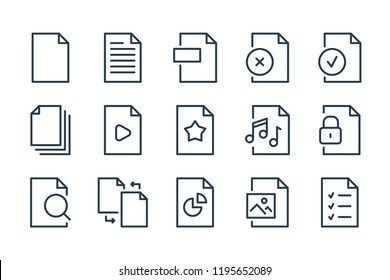 Document And File Type Related Line Icons. Docs Format Vector Linear Icon Set.