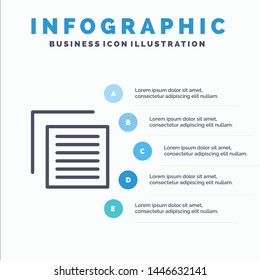 Document, File, User, Interface Line icon with 5 steps presentation infographics Background