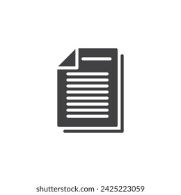 Document file vector icon. filled flat sign for mobile concept and web design. Paper list glyph icon. Symbol, logo illustration. Vector graphics