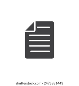 Document file vector icon. filled flat sign for mobile concept and web design. Sheet of paper with text glyph icon. Symbol, logo illustration. Vector graphics