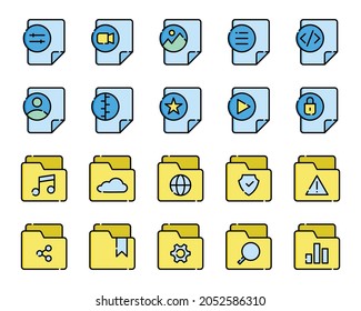 Conjunto de iconos de documentos y archivos vector de esquema