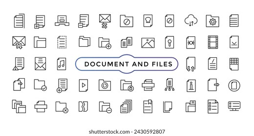 Document and files line icons. For website marketing simple line art style icons pack. Thin line web icon set.