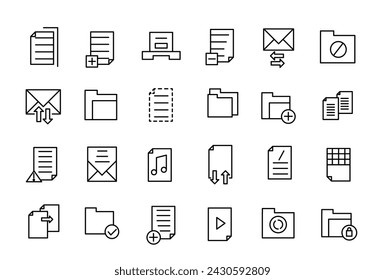 Document and files line icons. For website marketing simple line art style icons pack. Thin line web icon set.