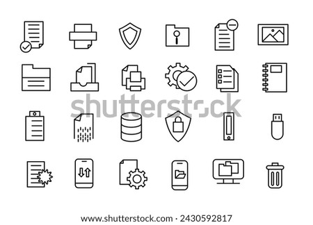 Document and files line icons. For website marketing simple line art style icons pack. Thin line web icon set.