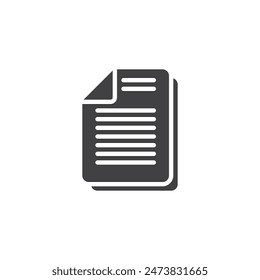 Document files vector icon. filled flat sign for mobile concept and web design. Document with Text glyph icon. Symbol, logo illustration. Vector graphics