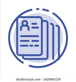 Document, Find, Job, Search Blue Dotted Line Line Icon