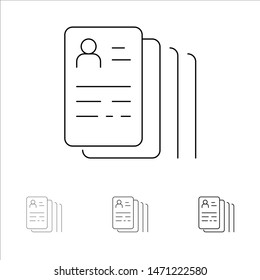 Document, Find, Job, Search Bold and thin black line icon set. Vector Icon Template background