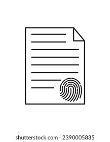 documento con icono de huella dactilar, icono de mejor línea vectorial.