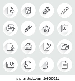 Document flat contour icons on gray background.
