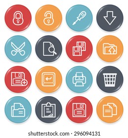 Document flat contour icons on color buttons.