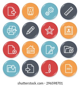 Document flat contour icons on color buttons.
