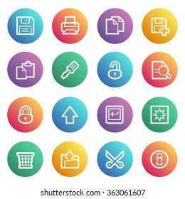 Document flat contour icons on colors buttons.