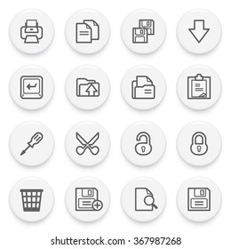 Document flat contour icons on white buttons.