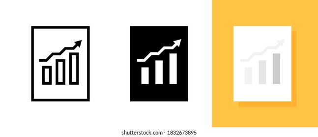 Document Flat icon of Business Information or Data with Graph Bar Symbol, Vector and Illustration.