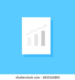 Icono plano de documento de información empresarial o datos con símbolo, vector e ilustración de barra gráfica.