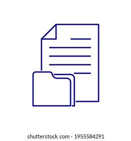 Document flat icon with folder symbol. Pictogram for web. Line stroke. Isolated on white background. Vector eps10