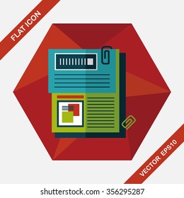 Document flat icon with long shadow,eps10